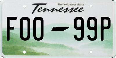TN license plate F0099P