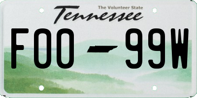 TN license plate F0099W
