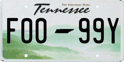 TN license plate F0099Y