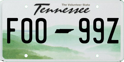 TN license plate F0099Z