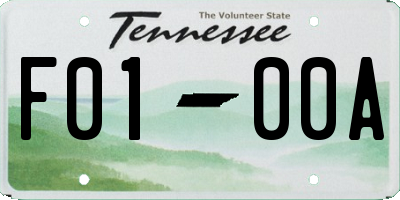 TN license plate F0100A