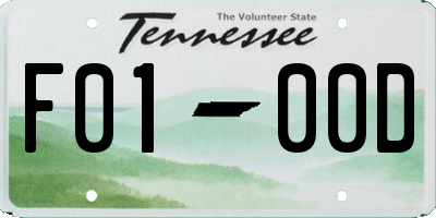 TN license plate F0100D