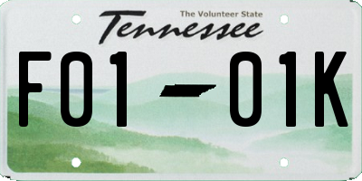 TN license plate F0101K