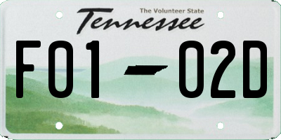TN license plate F0102D
