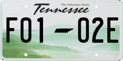 TN license plate F0102E