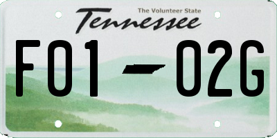 TN license plate F0102G