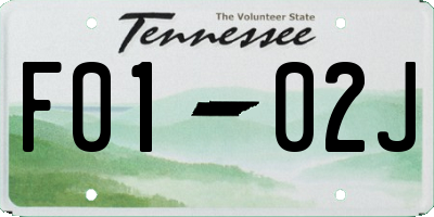 TN license plate F0102J