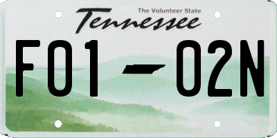 TN license plate F0102N