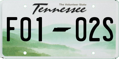 TN license plate F0102S