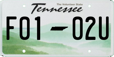 TN license plate F0102U