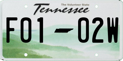 TN license plate F0102W