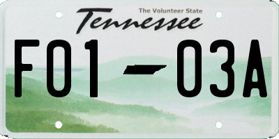 TN license plate F0103A