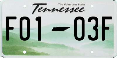 TN license plate F0103F