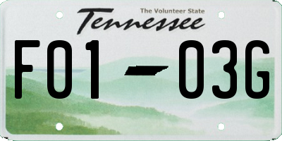 TN license plate F0103G
