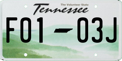 TN license plate F0103J