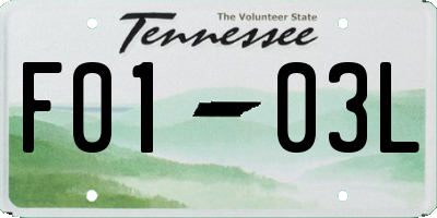 TN license plate F0103L