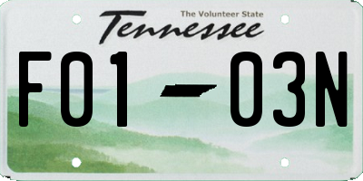 TN license plate F0103N