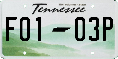 TN license plate F0103P