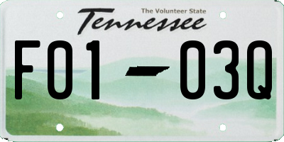 TN license plate F0103Q