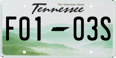 TN license plate F0103S