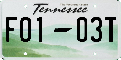 TN license plate F0103T