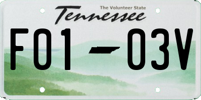 TN license plate F0103V