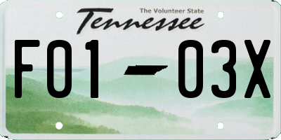 TN license plate F0103X