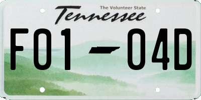 TN license plate F0104D