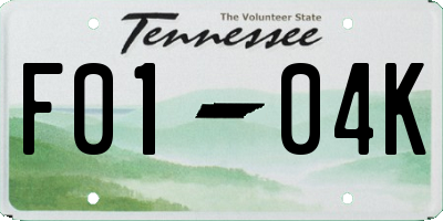 TN license plate F0104K