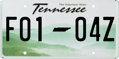 TN license plate F0104Z