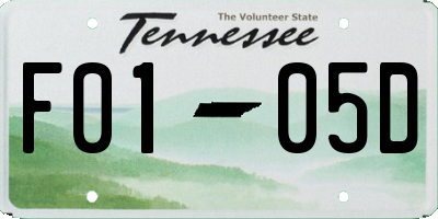 TN license plate F0105D