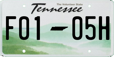 TN license plate F0105H