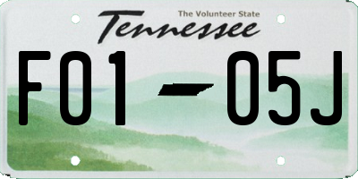 TN license plate F0105J