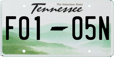 TN license plate F0105N