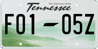 TN license plate F0105Z
