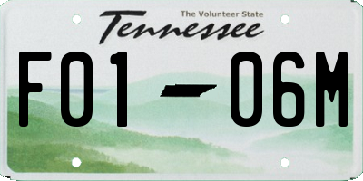TN license plate F0106M