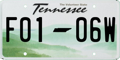 TN license plate F0106W