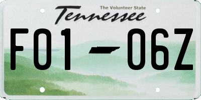 TN license plate F0106Z