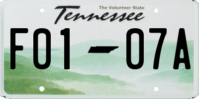 TN license plate F0107A