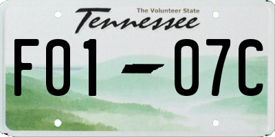 TN license plate F0107C