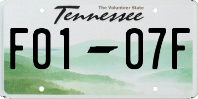 TN license plate F0107F
