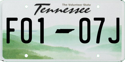 TN license plate F0107J
