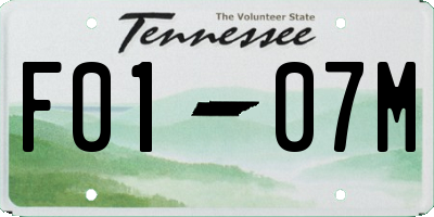 TN license plate F0107M