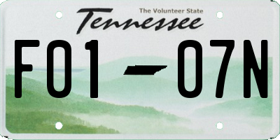 TN license plate F0107N