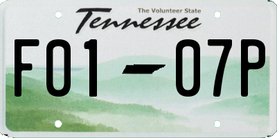 TN license plate F0107P
