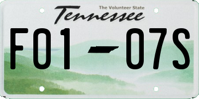 TN license plate F0107S