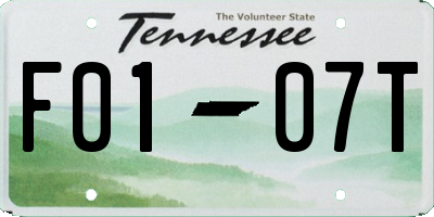 TN license plate F0107T