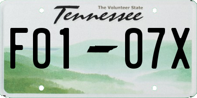 TN license plate F0107X
