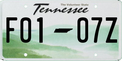 TN license plate F0107Z