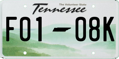 TN license plate F0108K